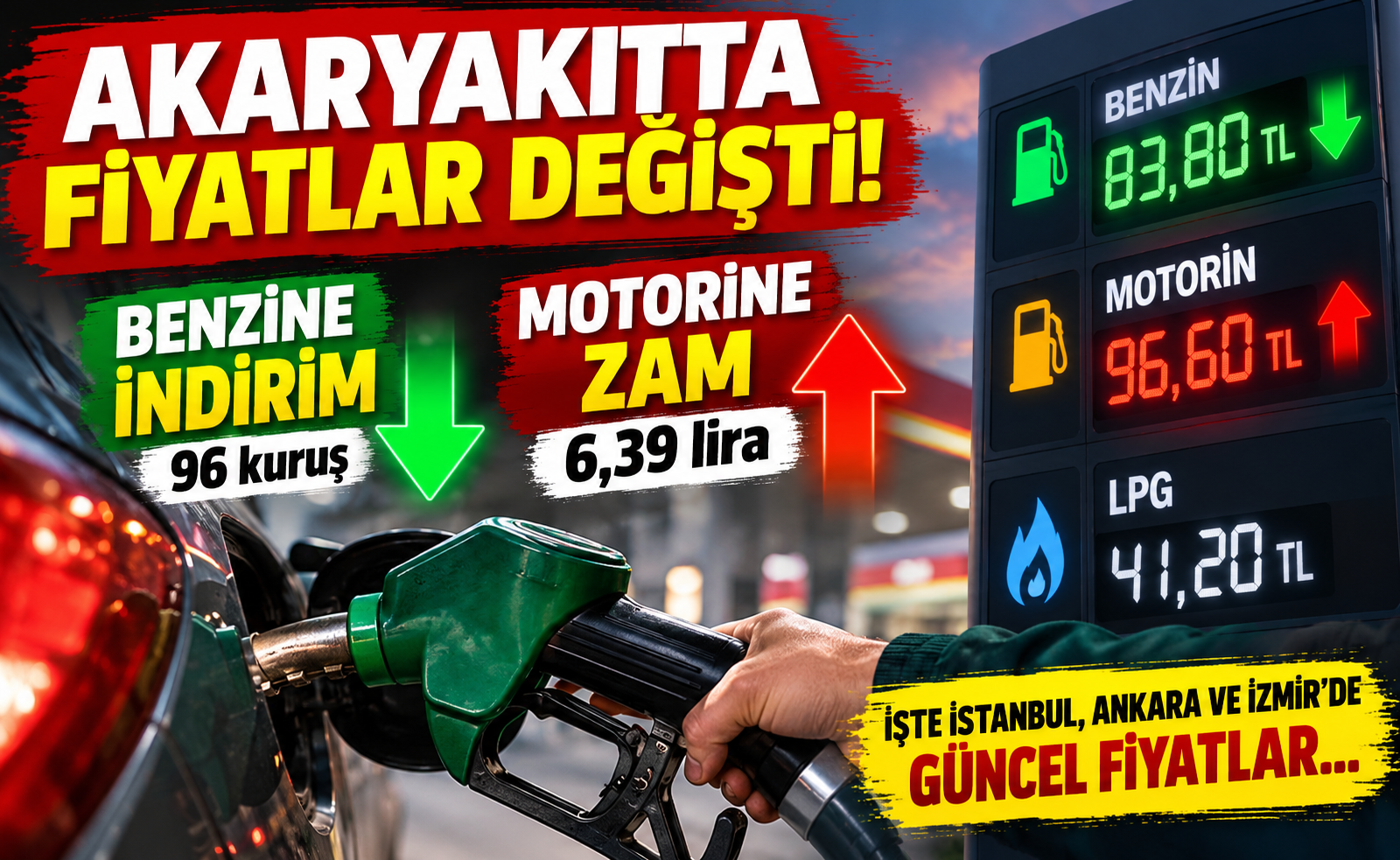 Akaryakıtta fiyatlar değişti! Benzine indirim, motorine büyük zam