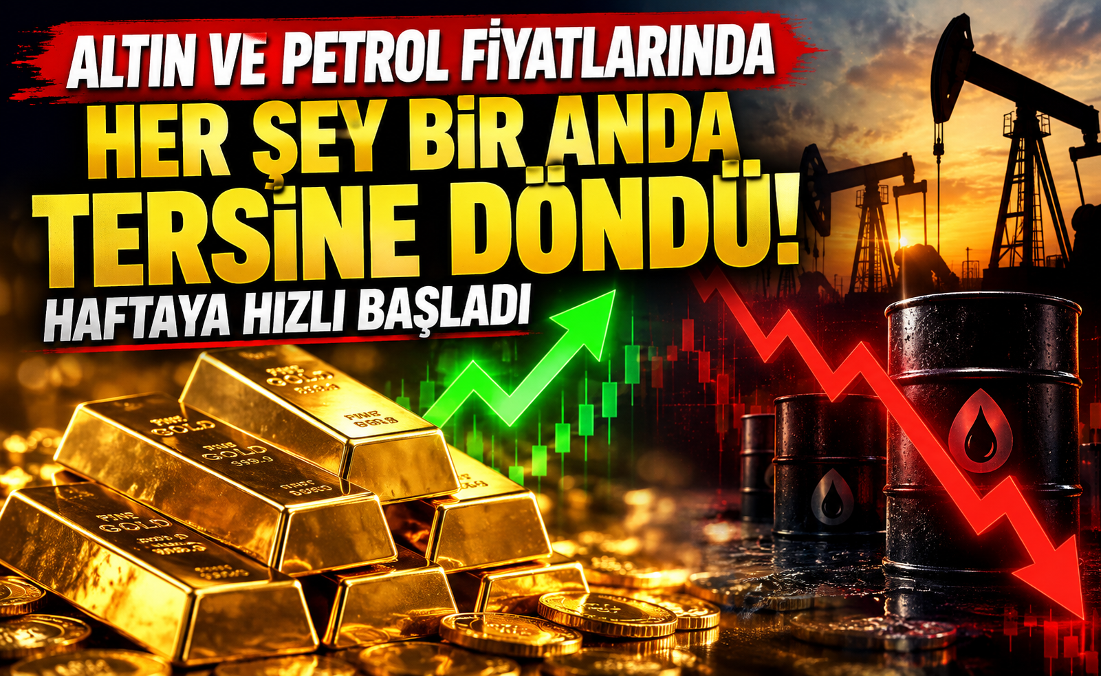 Altın yükselişe geçti, petrol fiyatları sert düştü!