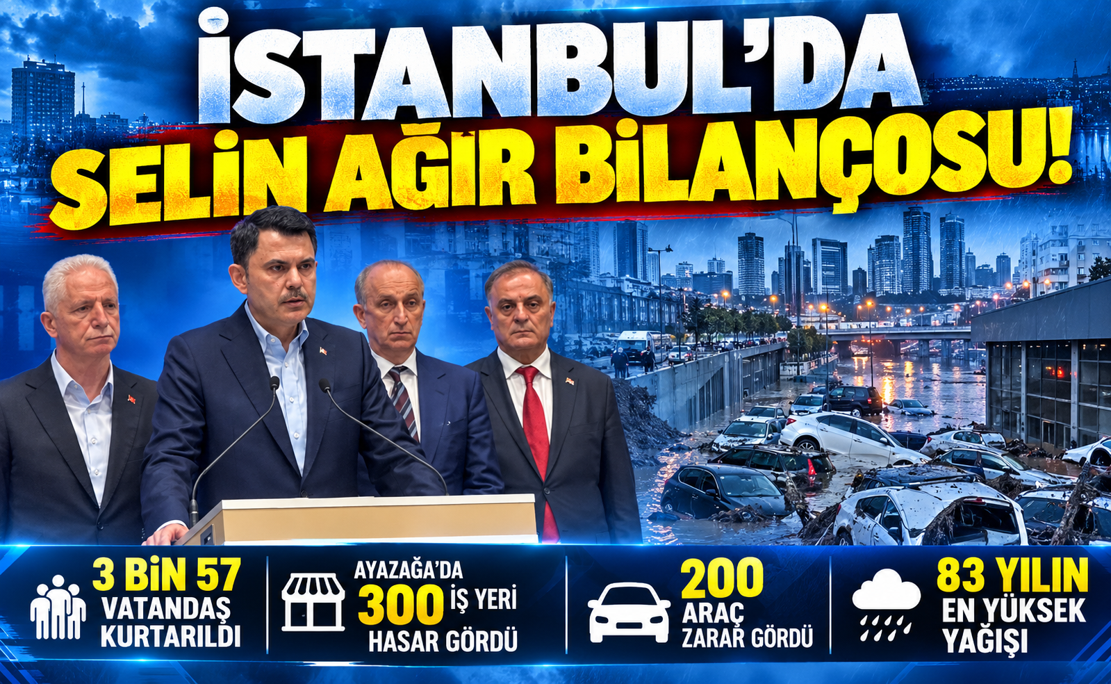 Bakan Kurum İstanbul’daki sel felaketinin bilançosunu açıkladı: 3 bin 57 kişi kurtarıldı