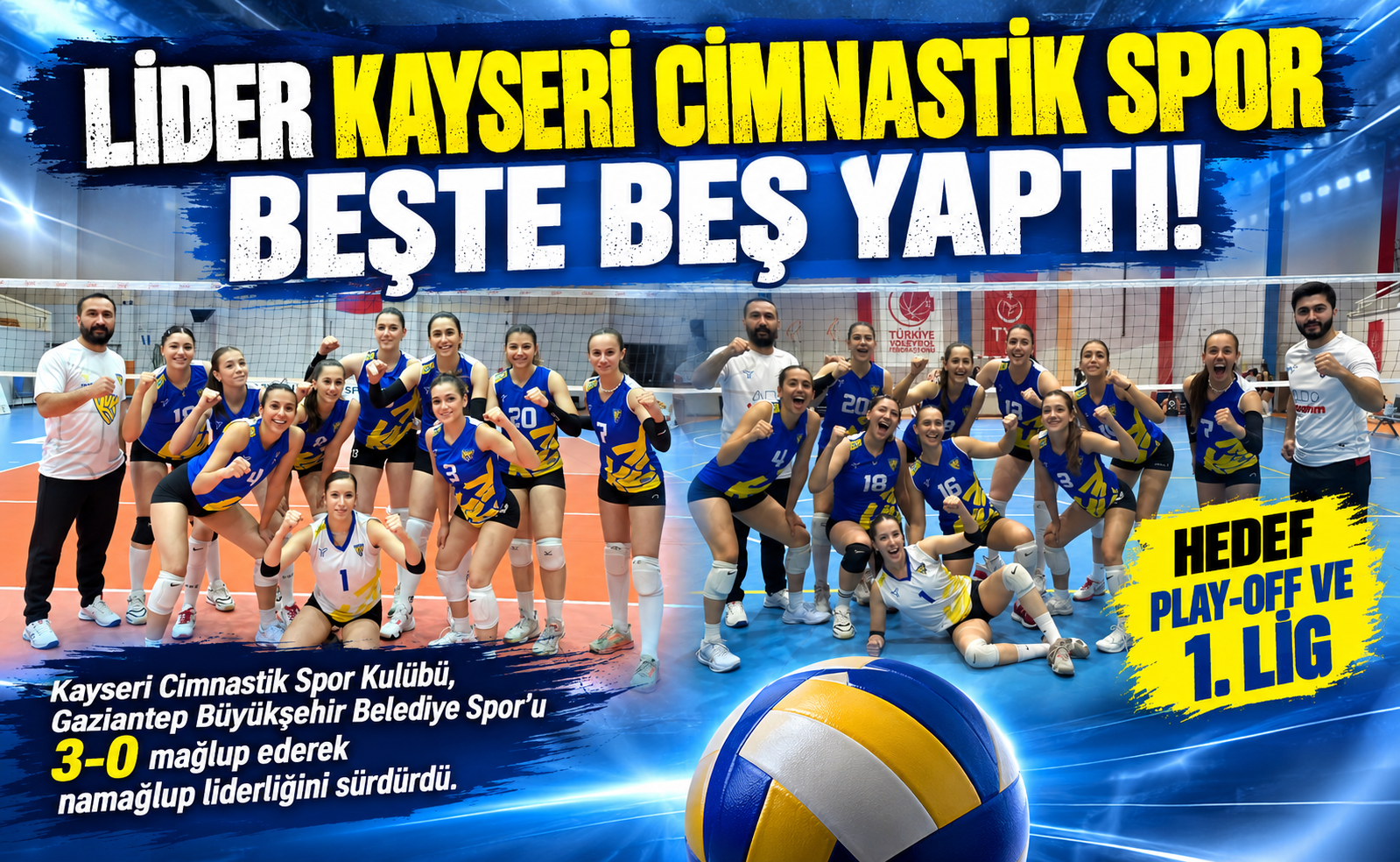 Kayseri Cimnastik Spor fırtınası! Beşte beşle zirvede