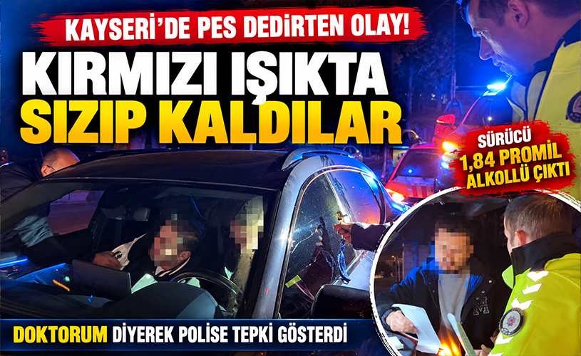 Kayseri'de Pes Dedirten Olay! Kırmızı Işıkta Sızıp Kaldılar