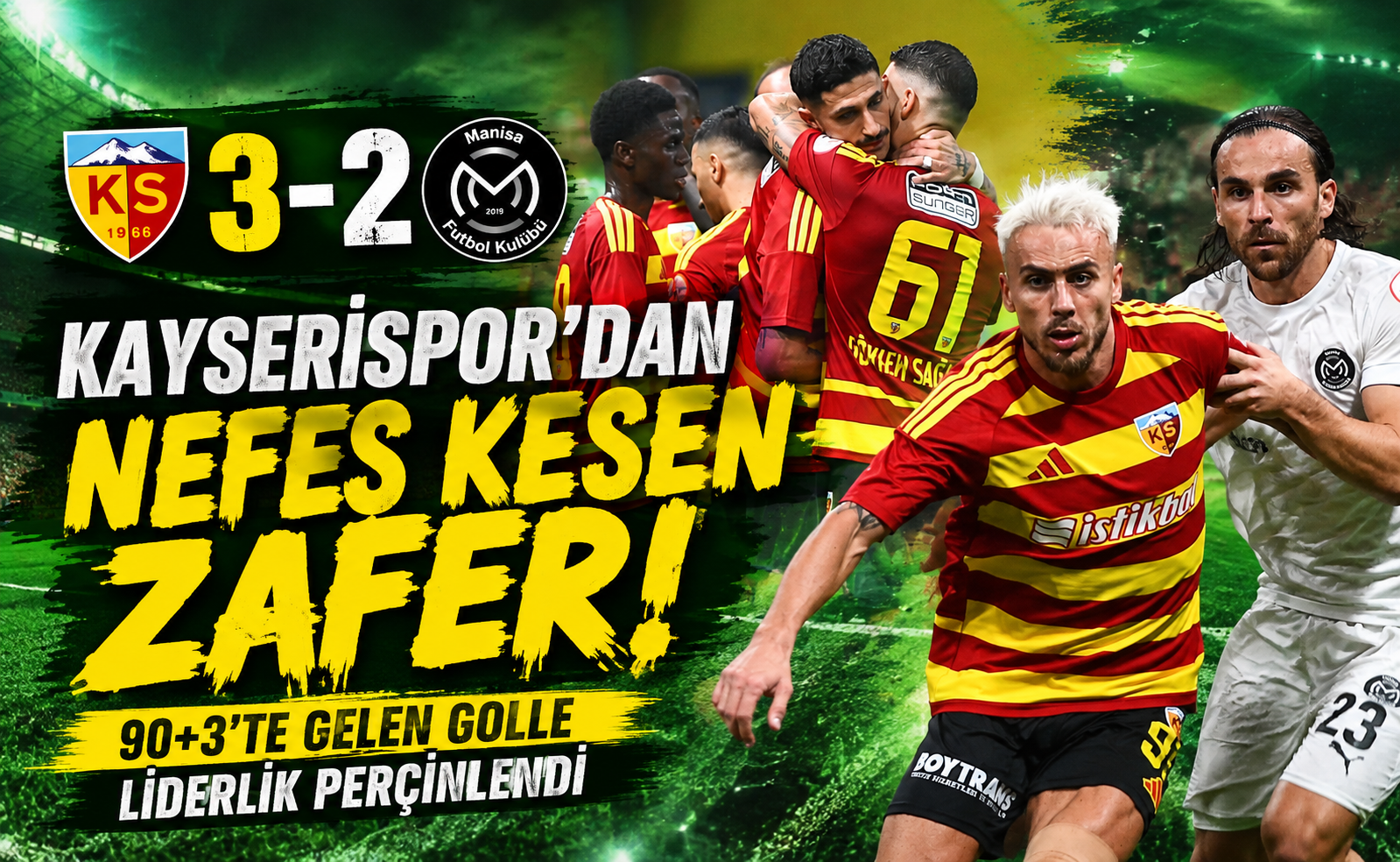 Kayserispor’dan nefes kesen zafer! 90+3’te gelen golle liderlik perçinlendi