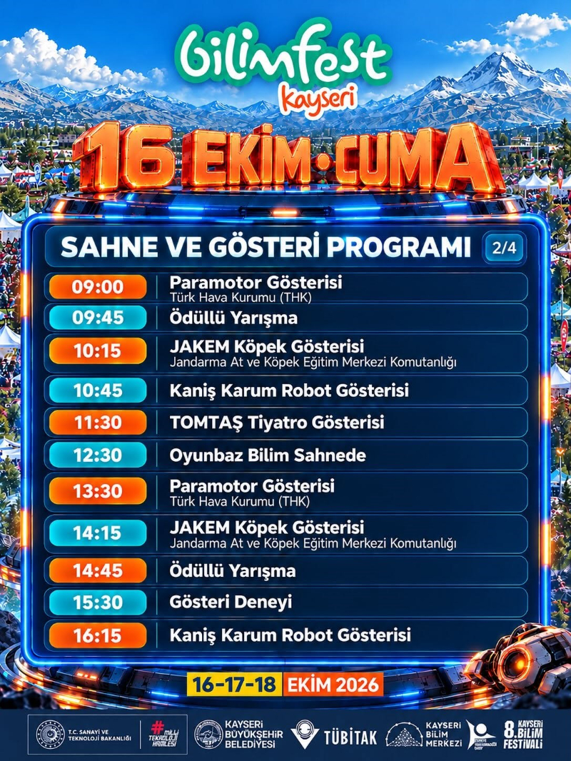 Kayseri’de Bilim ve Teknoloji Şöleni Başlıyor! Türk Yıldızları Gökyüzünü Renklendirecek